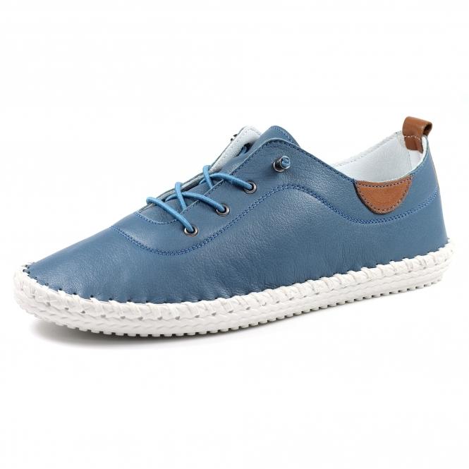 Lunar St. Ives Mid Blue Leather Plimsoll