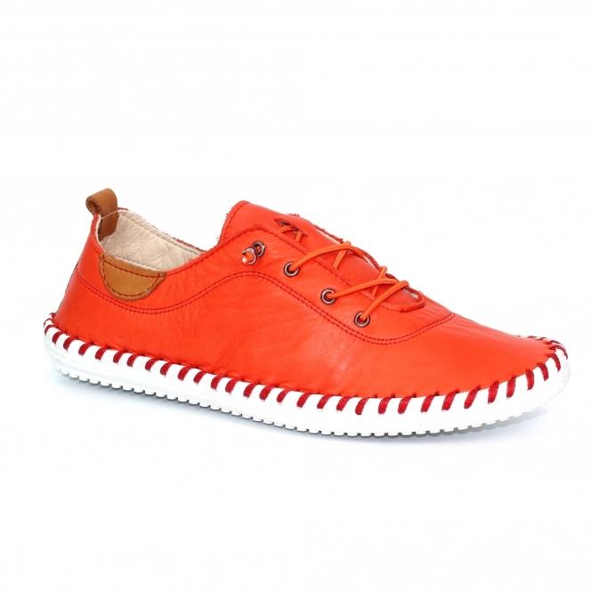 Lunar St. Ives Orange Leather Plimsoll