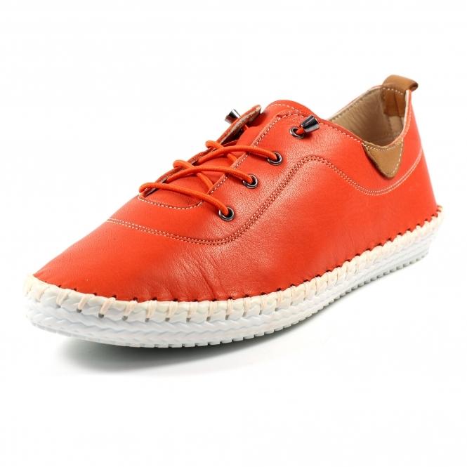 Lunar St. Ives Orange Leather Plimsoll