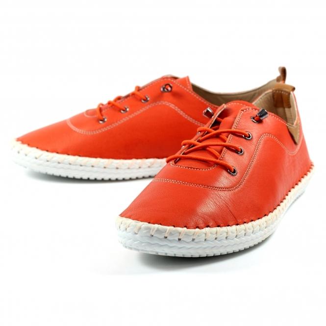 Lunar St. Ives Orange Leather Plimsoll