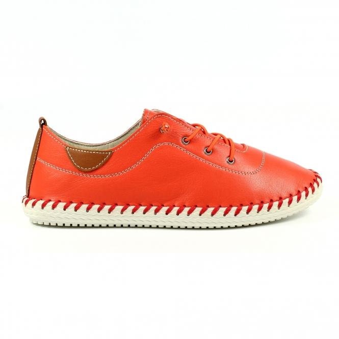 lunar St. Ives Orange Leather Plimsoll