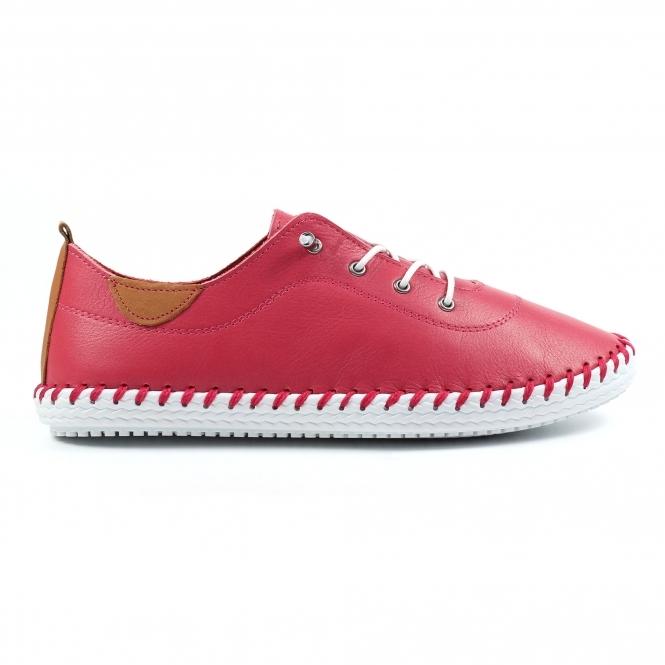 Lunar St. Ives Raspberry Leather Plimsoll