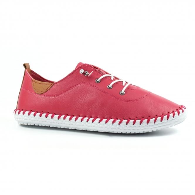 Lunar St. Ives Raspberry Leather Plimsoll