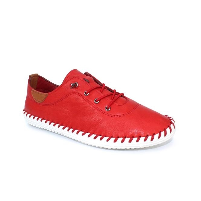 Lunar St. Ives Red Leather Plimsoll