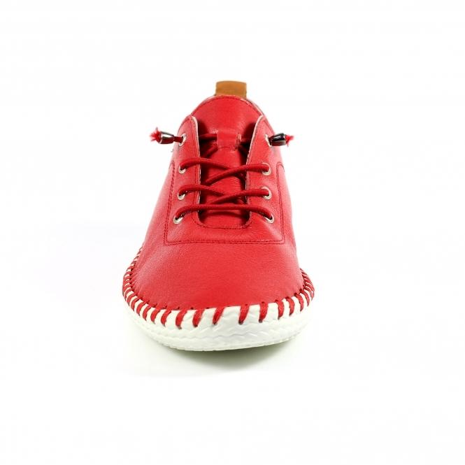 Lunar St. Ives Red Leather Plimsoll