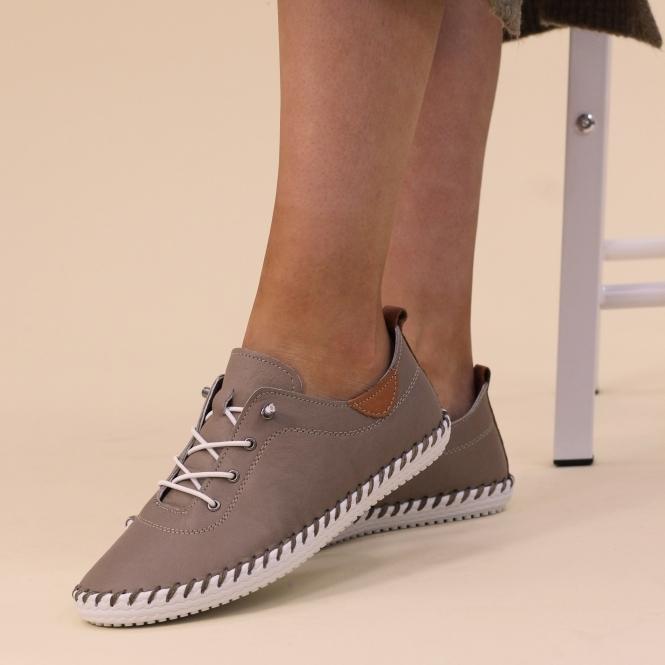 Lunar St. Ives Taupe Leather Plimsoll