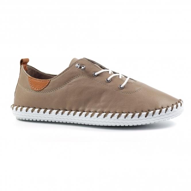 Lunar St. Ives Taupe Leather Plimsoll