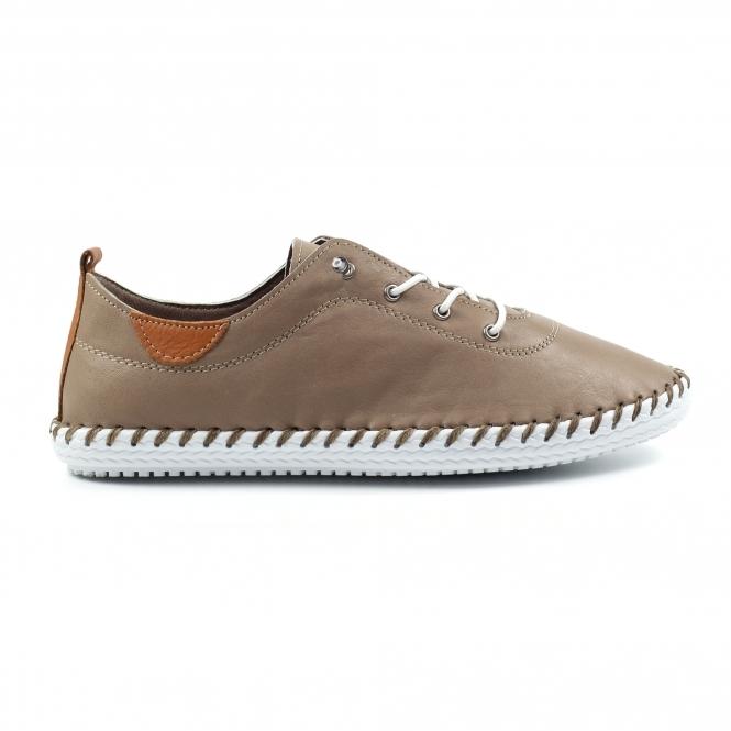 lunar St. Ives Taupe Leather Plimsoll