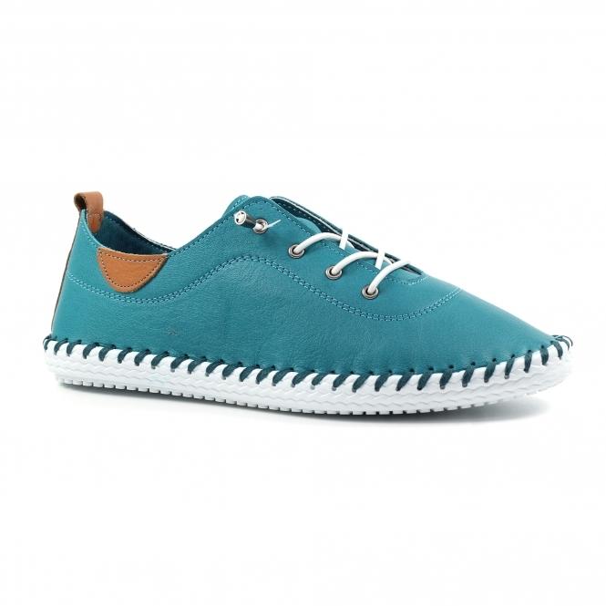 Lunar St. Ives Teal Leather Plimsoll