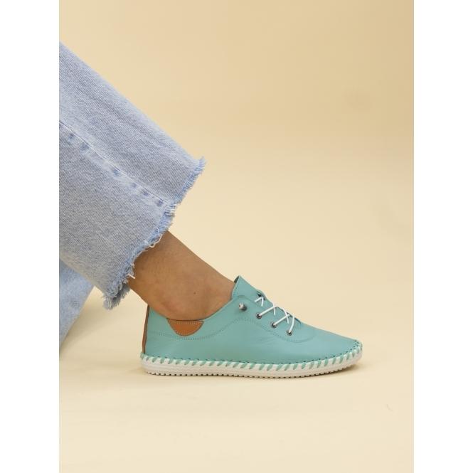 Lunar St. Ives Turquoise Leather Plimsoll