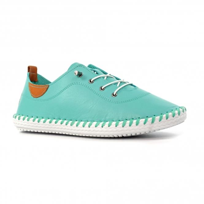 Lunar St. Ives Turquoise Leather Plimsoll