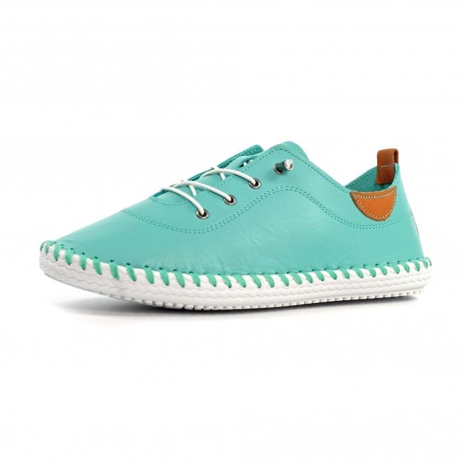 Lunar St. Ives Turquoise Leather Plimsoll