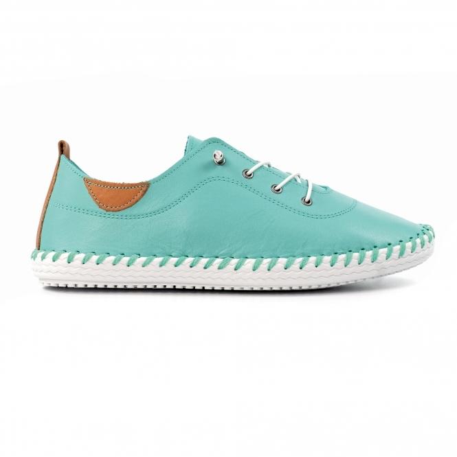 lunar St. Ives Turquoise Leather Plimsoll