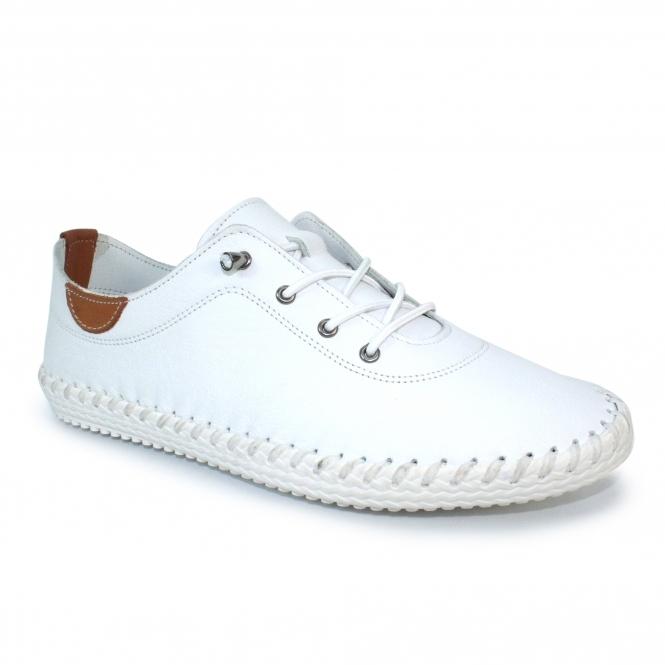 Lunar St. Ives White Leather Plimsoll