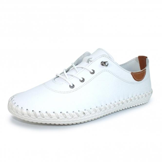 Lunar St. Ives White Leather Plimsoll