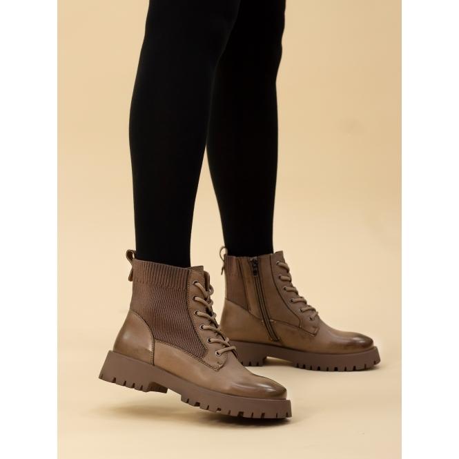 Lunar Tetris Taupe Ankle Boot