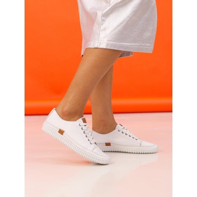 Lunar Truffle II White Leather Plimsoll