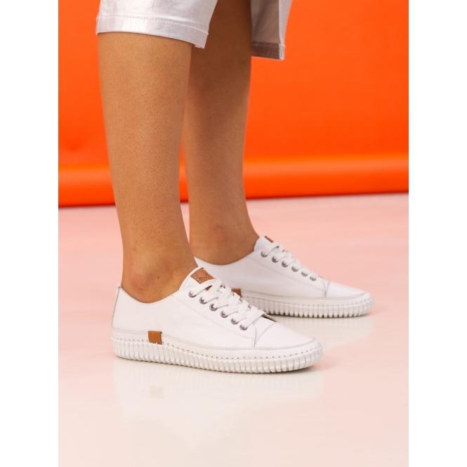 Lunar Truffle II White Leather Plimsoll