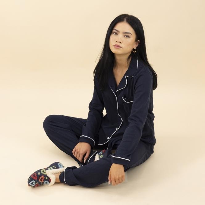 Lunar Truffle Navy Full Slipper