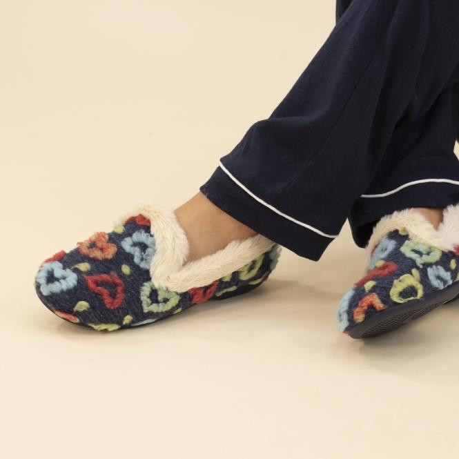 lunar Truffle Navy Full Slipper