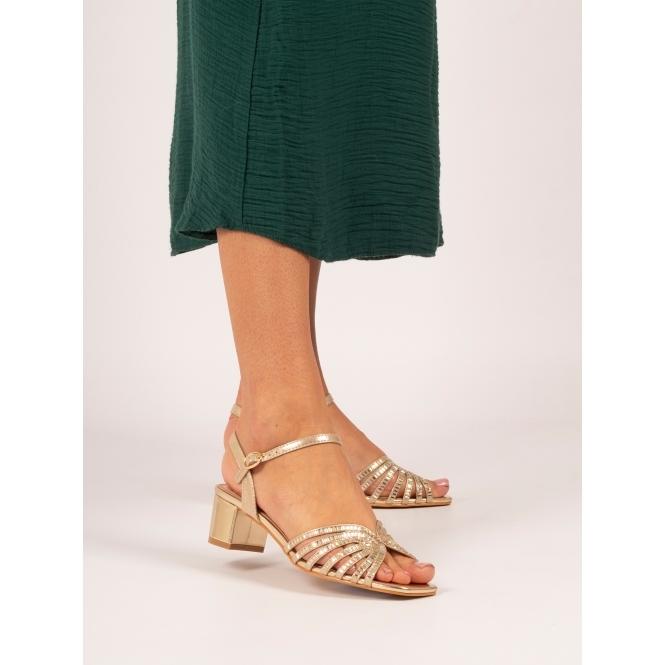 Lunar Twinkle Gold Block Heel Sandal