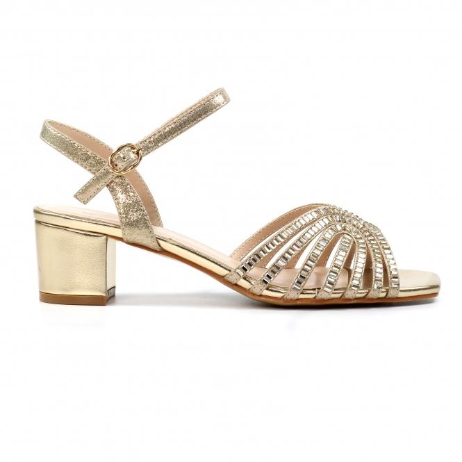 lunar Twinkle Gold Block Heel Sandal