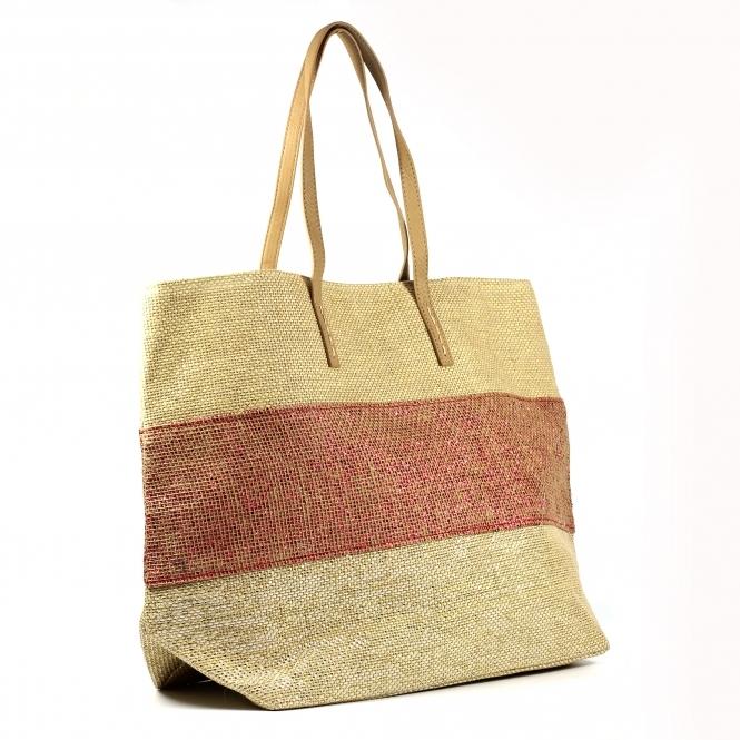 Lunar Verena Pink Stripe Beach Bag