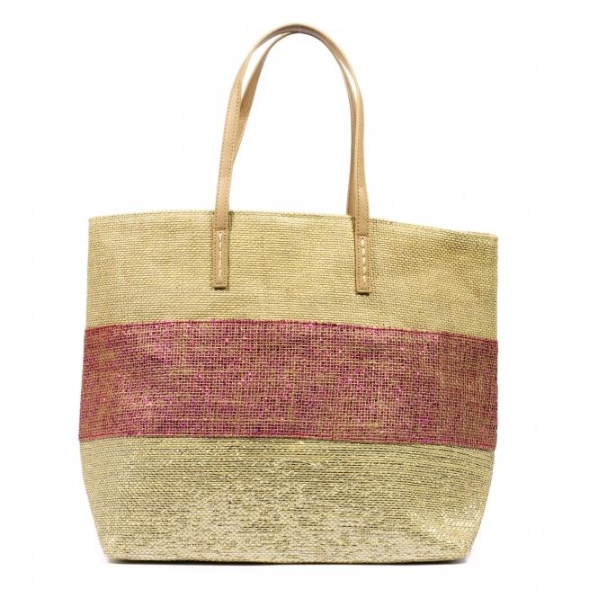 lunar Verena Pink Stripe Beach Bag