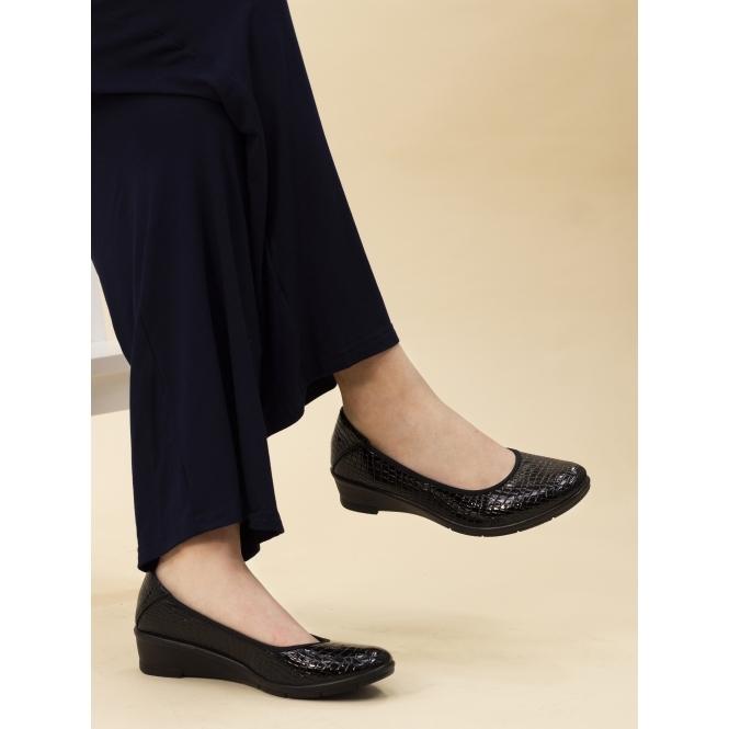 Lunar Winnie Black Wedge Shoe