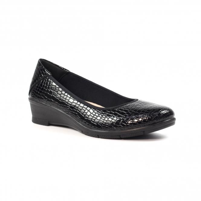 Lunar Winnie Black Wedge Shoe