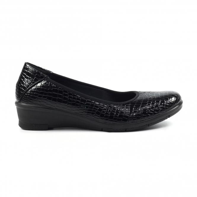 lunar Winnie Black Wedge Shoe