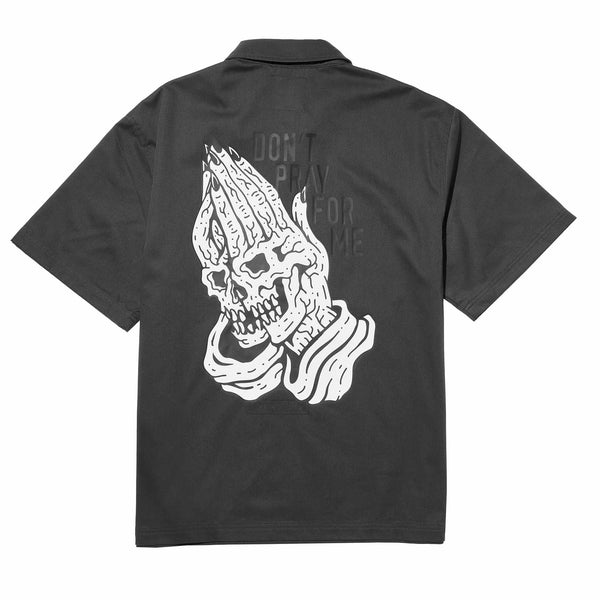 lurking class Don't Pray For Me Quarter Zip Work Shirt - Grey