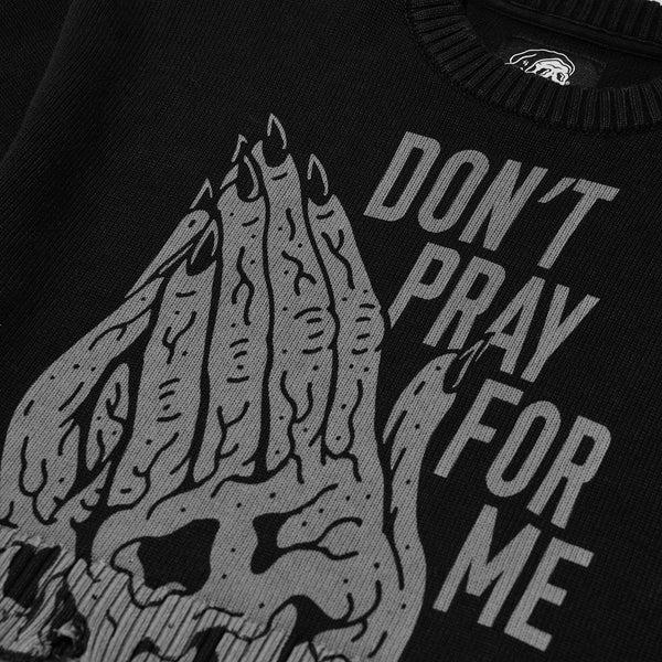 Lurking Class Don't Pray For Me Women's Cropped Sweater - Grey