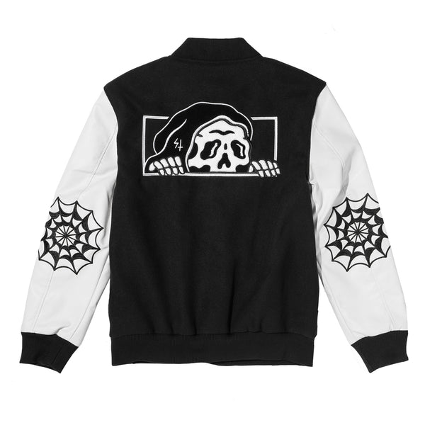 lurking class LC Box Logo Varsity Jacket - Black/White