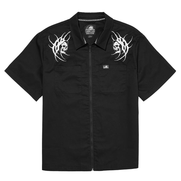 lurking class Sin Zip Up Work Shirt - Black