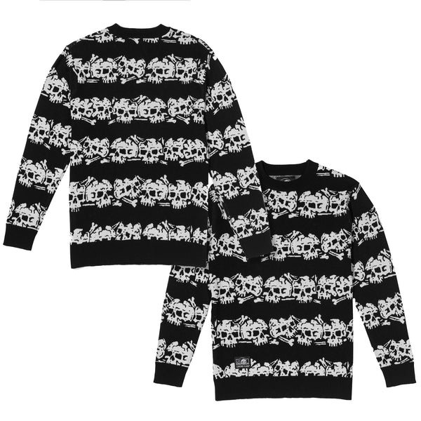 Lurking Class Skull Stripe Women's Sweater - Black