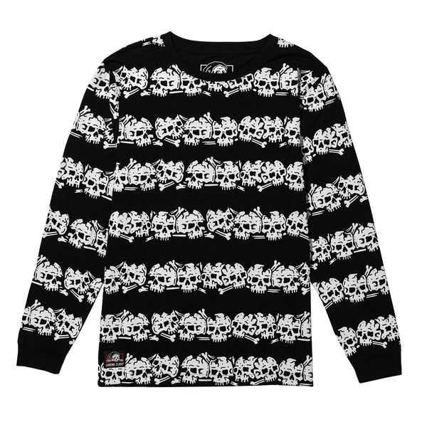 lurking class Skulls Stripe Long Sleeve - Black