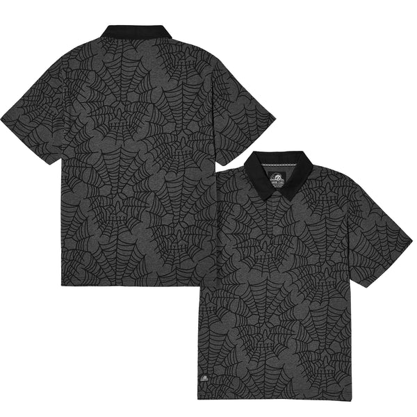 Lurking Class Web Skull Polo Shirt - Grey
