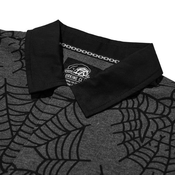 Lurking Class Web Skull Polo Shirt - Grey
