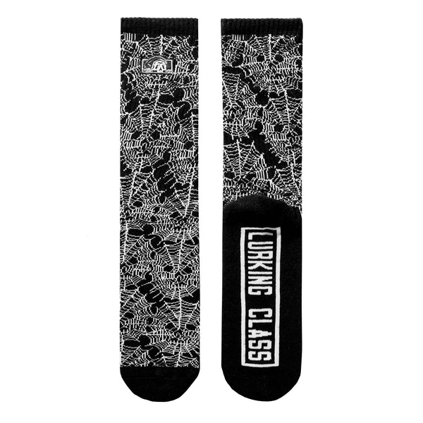Lurking Class Web Skull Socks - Black