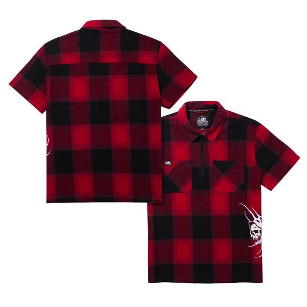Lurking Class Sin X Kyle Grand Flannel 1/4 Zip Work Shirt - Black/Red