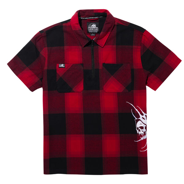 lurking class Sin x Kyle Grand Flannel 1/4 Zip Work Shirt - Black/Red
