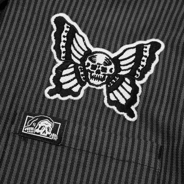 Lurking Class Skullfly Women's Crop Work Shirt - Black