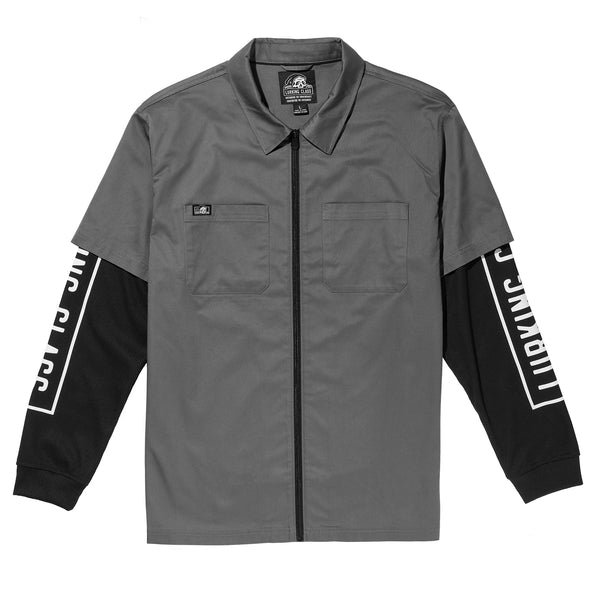 Lurking Class Stay Sharp Zip Up Work Shirt - Charcoal