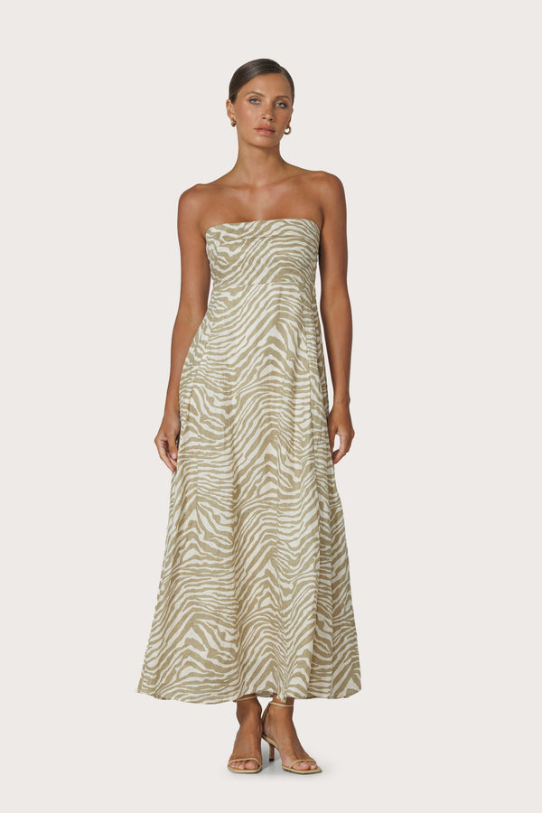 Lusana Alora Linen Dress In Macan