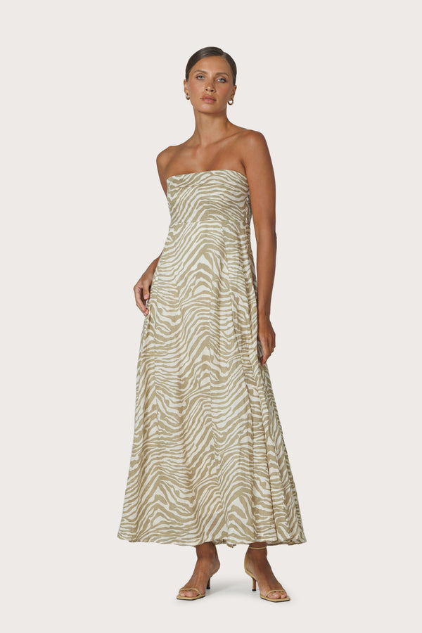 Lusana Alora Linen Dress In Macan