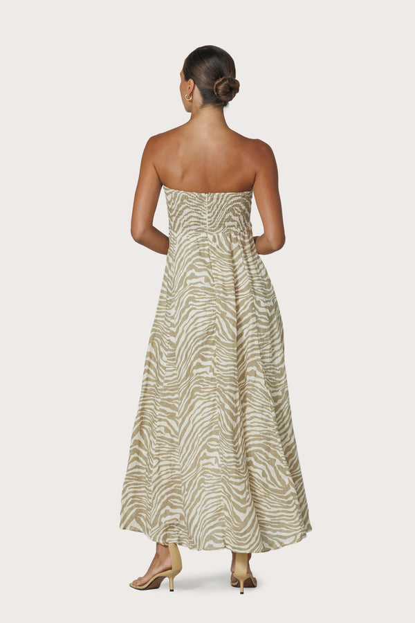 Lusana Alora Linen Dress In Macan