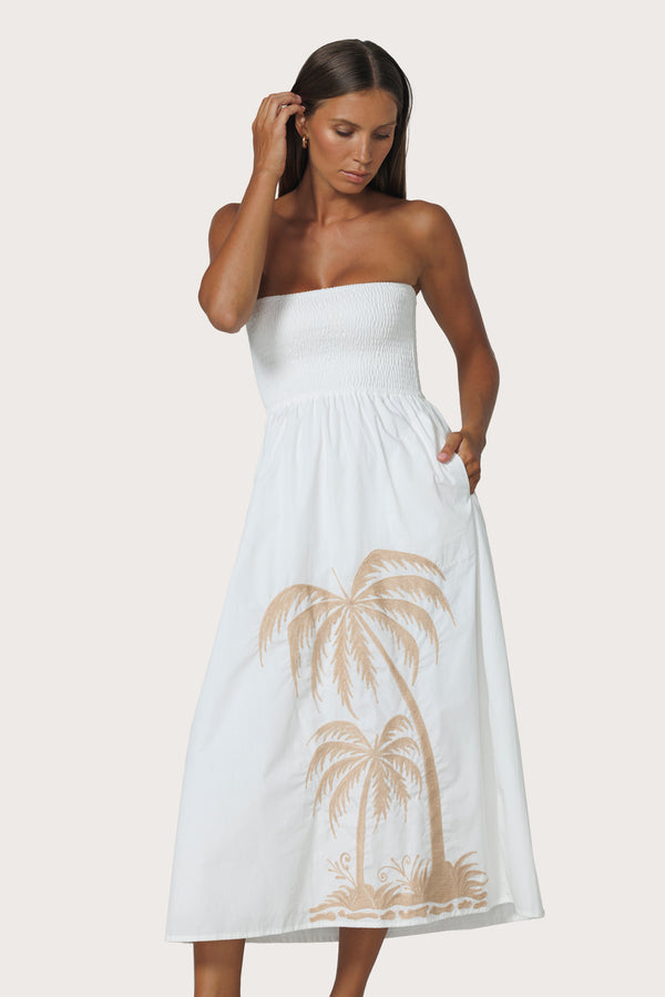 lusana Dion Strapless Embroidered Dress