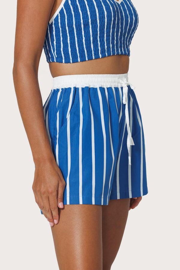 Lusana Donovan Poplin Short In Vacay Stripe