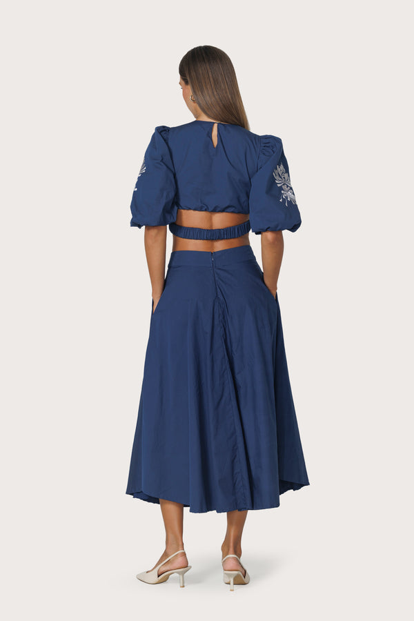 Lusana Elanor Embroidered Poplin Top In Byzantine